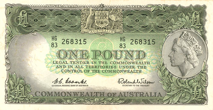 Australia - 1 Pound - P-34a - 1961-1965 dated Foreign Paper Money